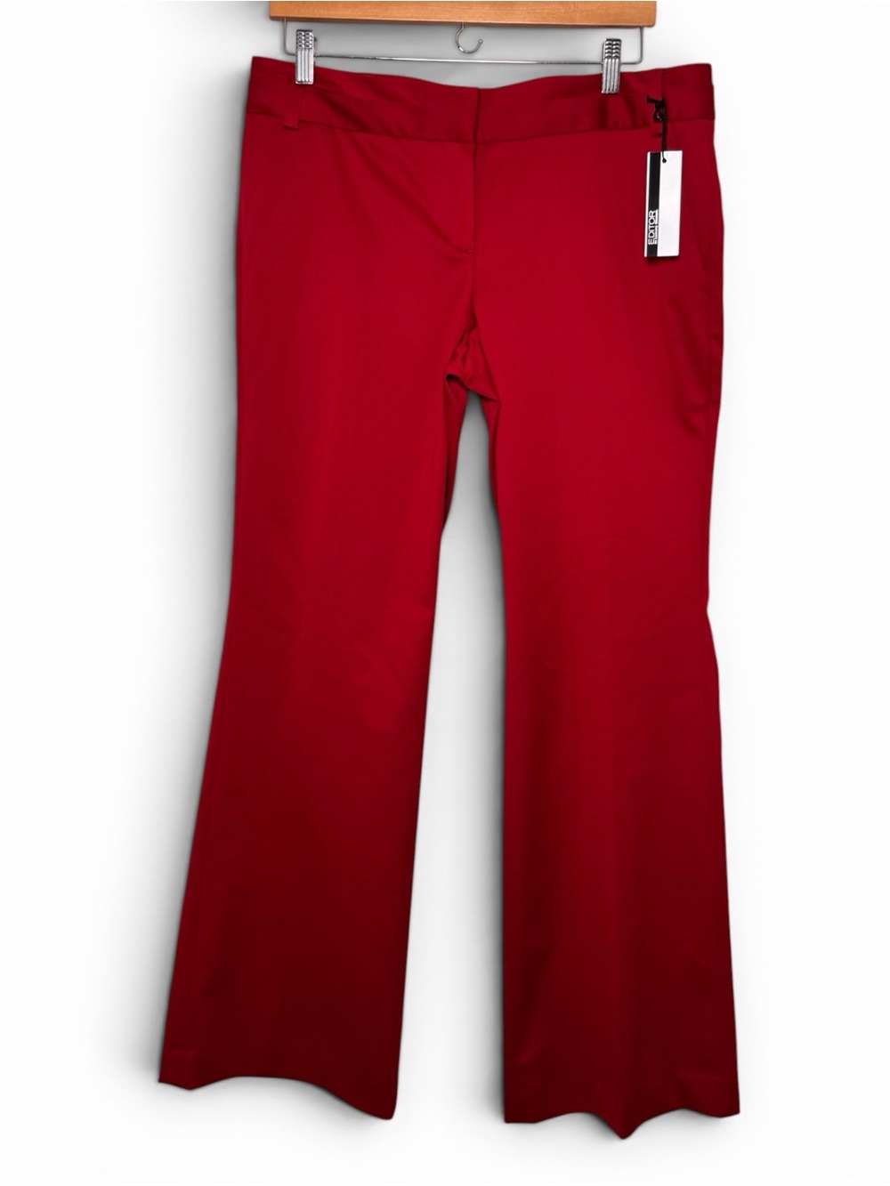 Express Editor Flare Leg Dress Pants Red Size 12 NWT Low Rise Patriotic - Picture 2 of 13
